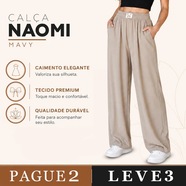 [Leve 3 Pague 2] Calça Feminina Naomi em Seda Gelo e Poliéster (Encanto e Charmoso!)