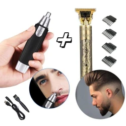 Kit Barbeiro Profissional 2 em 1 Máquina de Corte + Aparador Facial