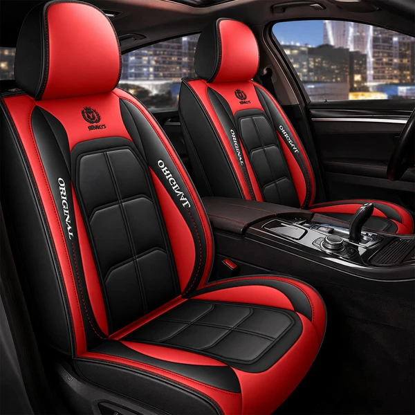 Kit Completo de Capas para Banco de Carro Velox  em Couro Legítimo Universal 5 Lugares Com Airbag + Tapetes e Capa de Volante