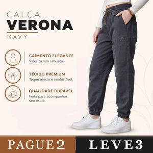 [LEVE 3 PAGUE 2] Calça Feminina Verona em Algodão e Poliéster (Presença Marcante!)
