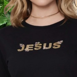 TSHIRT BORDADA JESUS - PRETA