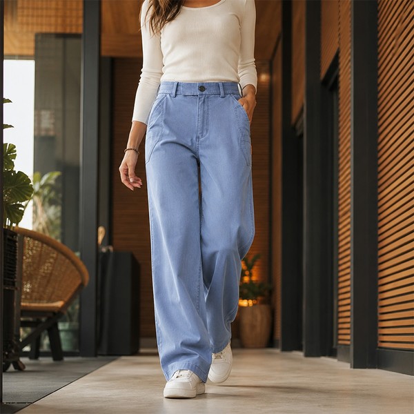 [Leve 3 Pague 2] Calça Feminina Santorini em Algodão e Seda Gelo (Moderna e Sofisticada!)
