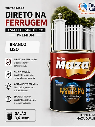 Tinta esmalte direto na ferrugem Maza 3,6L