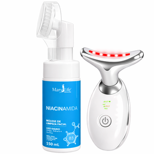 Kit Spa Facial Mousse Limpeza Niacinamida + Massageador Faci