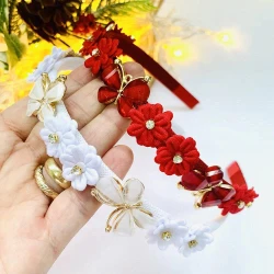 Tiara Floral Bordada Luxo