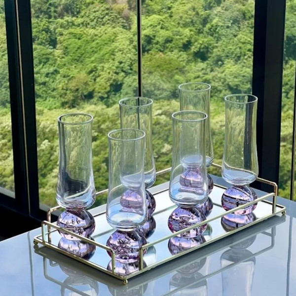 Jogo 6 Taças Champanhe Base Esfera Transparente 240ml