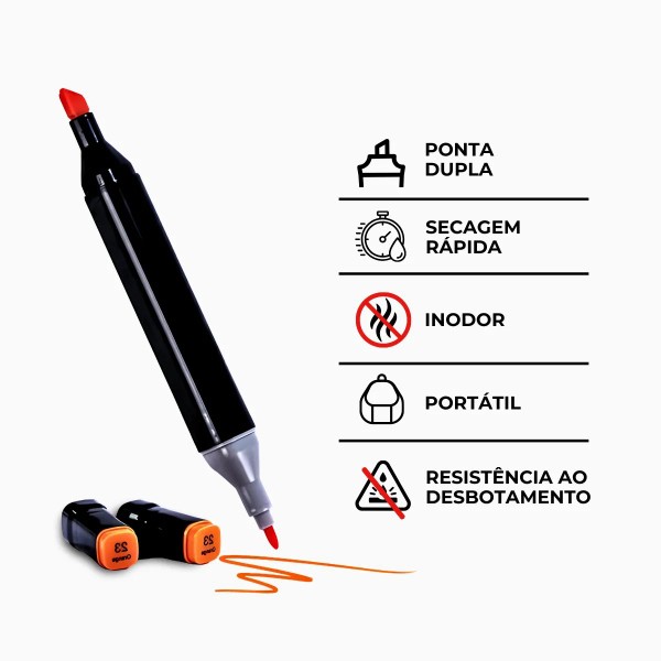 Conjunto De Canetas Marcador Permanente Ponta Dupla 100 Cores