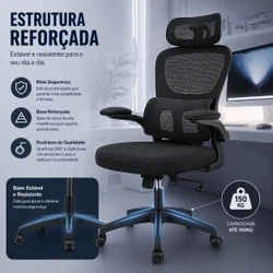 Cadeira de Escritório Presidente Ergonômica com Apoio Lombar Regulável — Home Office