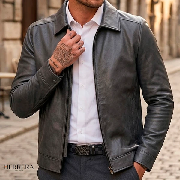[Compre 1 e Leve 2] Jaquetas de Couro Bovino Legítimo com Gola Clássica e Ajuste Premium