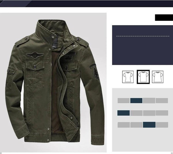 Jaqueta Militar Masculina Plus Size M-6XL - Algodão e Poliéster