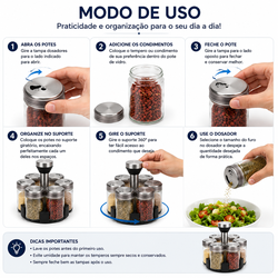 Porta Temperos Giratório Inox 360°