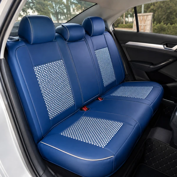 Kit Completo de Capas para Banco de Carro Reverse em Couro Legítimo Universal 5 Lugares Com Airbag + Tapetes e Capa de Volante