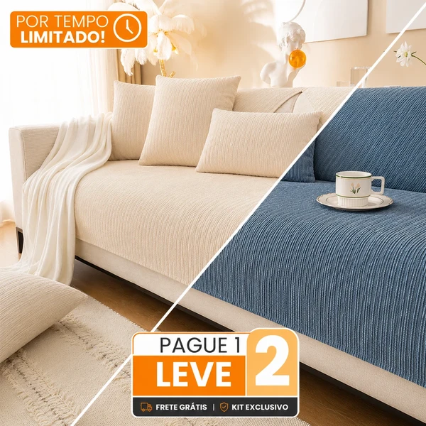 [PAGUE 1, LEVE 2] Kit Modern - Capa em Chenille com Escudo Anti-Manchas e Anti-Odor + 2 Almofadas de Brinde