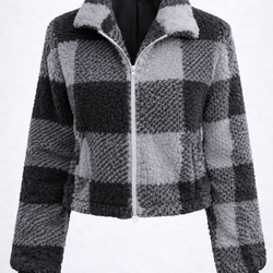 Jaqueta Feminina Teddy Xadrez Sherpa