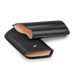 Porta 2 Charutos em Couro Cohiba com Brasão - Preto