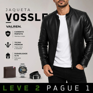 [LEVE 2 PAGUE 1] Jaqueta Masculina Vossler em Couro Legítimo Premium +BRINDES: Relógio, Cinto e Carteira