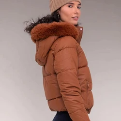 Doudoune Detalhe em Pelos Lauden Preto Velour