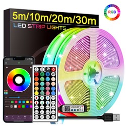 Luzes de tira led rgb 5m 10m 20m 30m luz da sala led com controle app fita flexível luces fita led para decoração do quarto