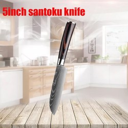 Conjunto de facas de cozinha em aço inoxidável, Laser Damasco, Japonês Santoku Cleaver, Fatiar Utilitário Chef Faca, 7CR17, 440C, 3 Pcs