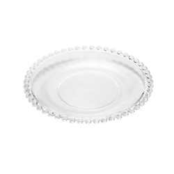Conjunto 4 Pratos de Cristal p/ Sobremesa 20 cm Pearl Bolinha Wolff Transparente