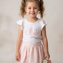 6844 CONJUNTO CHIC BLUSA E SAIA COM SHORT TIME KIDS 