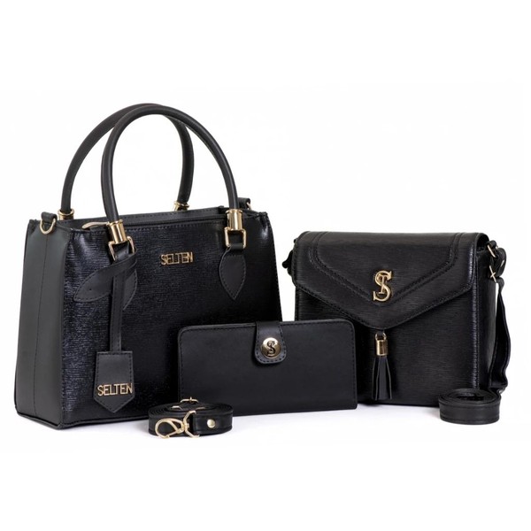 Kit Bolsa Transversal Alça Ajustável Tote e Bolsa Tiracolo Modelo Tampa Com Carteira