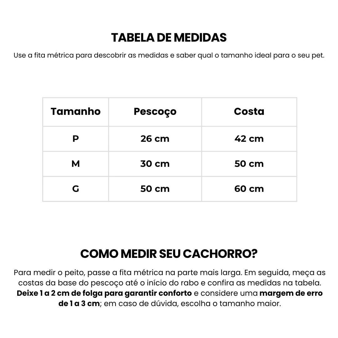 Tabela de medidas