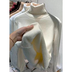 Suéter Peluciado Gola Alta Feminino,elastico,grossa,quente,casual,basico,solida,moda inverno