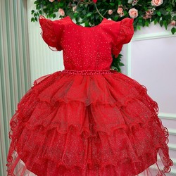 Vestido Luxuoso Babadinho - Vermelho Brilhante