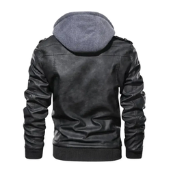 Jaqueta de Couro Masculina com Capuz Matezzo