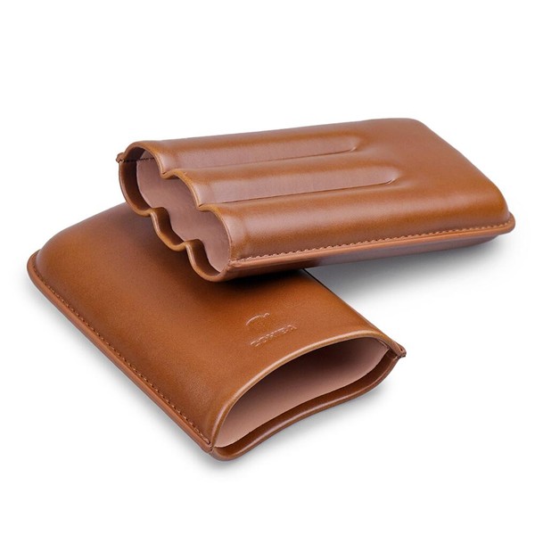 Porta 3 Charutos em Couro Cohiba - Caramelo