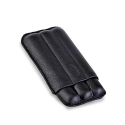 Porta 3 Charutos em Couro Crawdaut Long - Preto