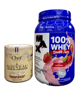 KIT MAX & CHEF WHEY - 1 WHEY 100% DOUBLE TASTY + CREME DE AMENDOIM BEIJINHO CHEF WHEY