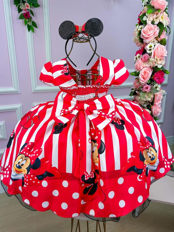 Vestido Temático Vermelho Clássico - Minnie Mouse  