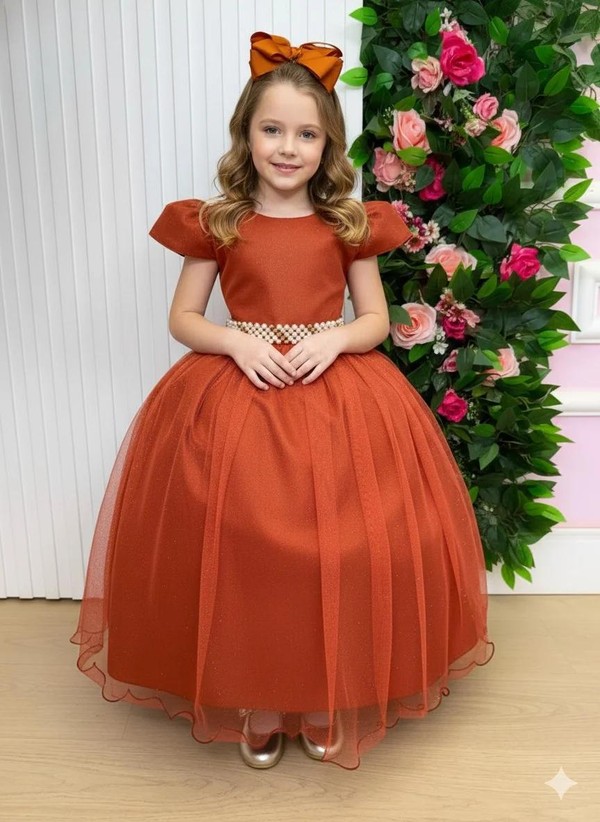 Vestido Glamour - Terracota Brilhoso