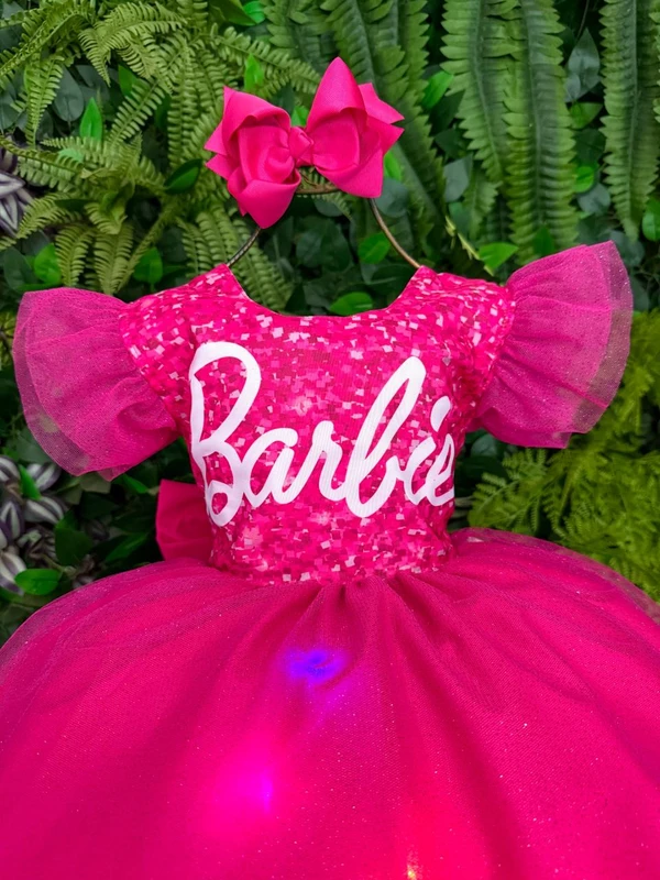 Vestido Fantasia - Barbie Pink Com Led