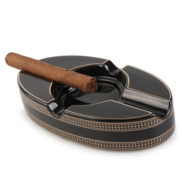 Cinzeiro de Ceramica para 2 Charutos Lakinsk - Preto