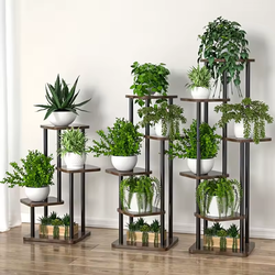 Suporte para Plantas em Madeira e Metal – 4, 5 ou 6 Níveis Moderno e Decorativo