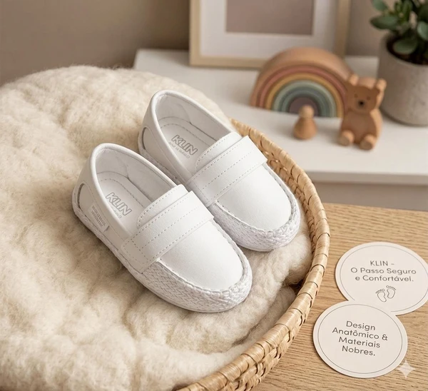 SAPATO MOCASSIM INFANTIL KLIN MINI CURUMIM BRANCO - 197126