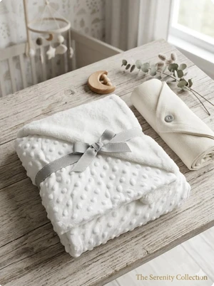 COBERTOR DOTS ESTAMPADO CHEVRON BRANCO LAÇO BEBE EL3699