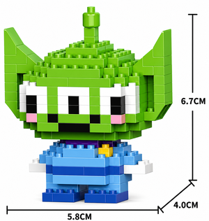 Mini Blocos de Montar Alienígena Espacial Pixelado Colecioná