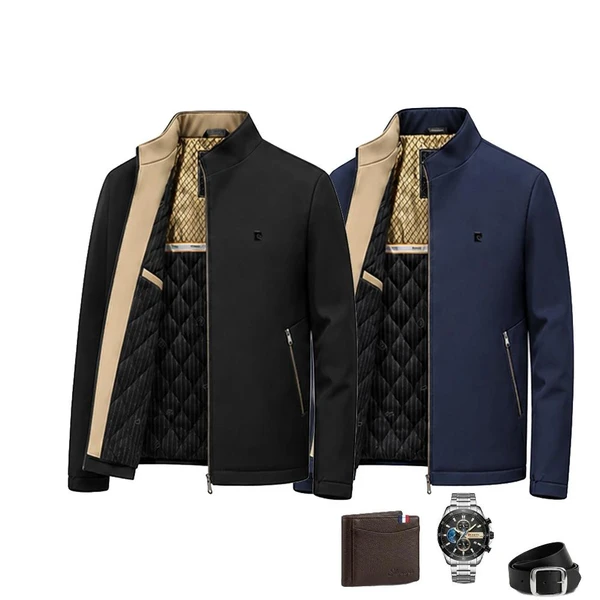 Jaqueta Masculina Soberano com Interior Forrado a Prova D’Água e Bolsos Internos +BRINDES: Relógio, Cinto e Carteira