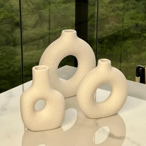 Vaso de Cerâmica Mikonos Redondo Branco 21cm