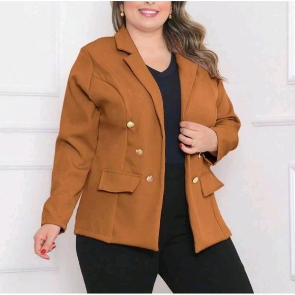 Blazer Alfaiataria Feminino Casaco Social Com 6 Botão 