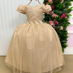 Vestido Luxo Longo - Dourado Brilhoso 