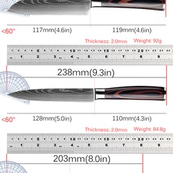Conjunto de facas de cozinha em aço inoxidável, Laser Damasco, Japonês Santoku Cleaver, Fatiar Utilitário Chef Faca, 7CR17, 440C, 3 Pcs