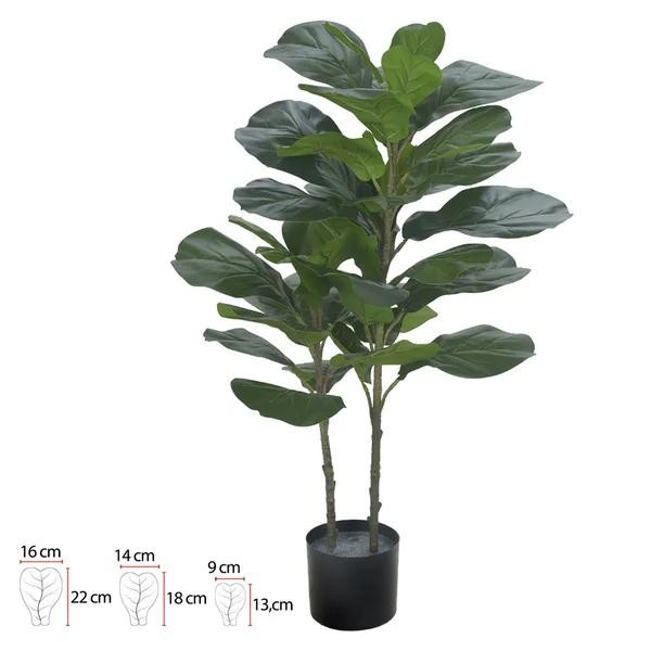 Árvore Ficus Lyrata Toque Real Com Pote Verde 1m