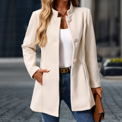 Sobretudo Feminino Inverno Lã Grossa Gola Alta