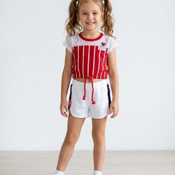 CONJUNTO CROPPED VERMELHO SHORTS TELINHA  MOMI J3319 