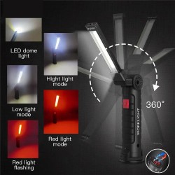 1pc cob led luz de trabalho regulável usb recarregável lanterna led lâmpada inspeção com ímã & gancho 14500/18650 bateria tocha luz